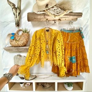Yellow Eyelet Women's Cardigan
